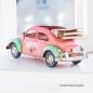 Mobile Preview: Handgefertigtes Modellfahrzeug Käfer "Aloha" in rosa-türkis (25 cm)